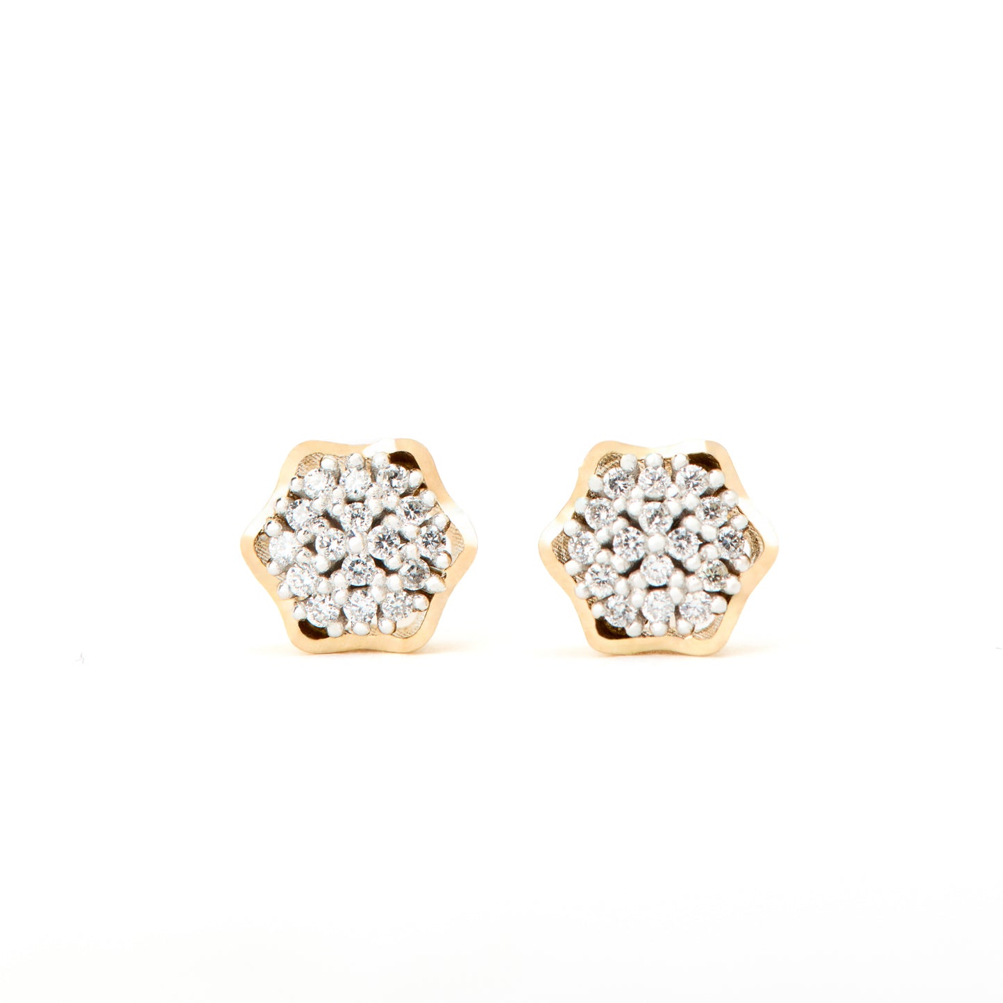 Cercei Gold Flower & Diamonds
