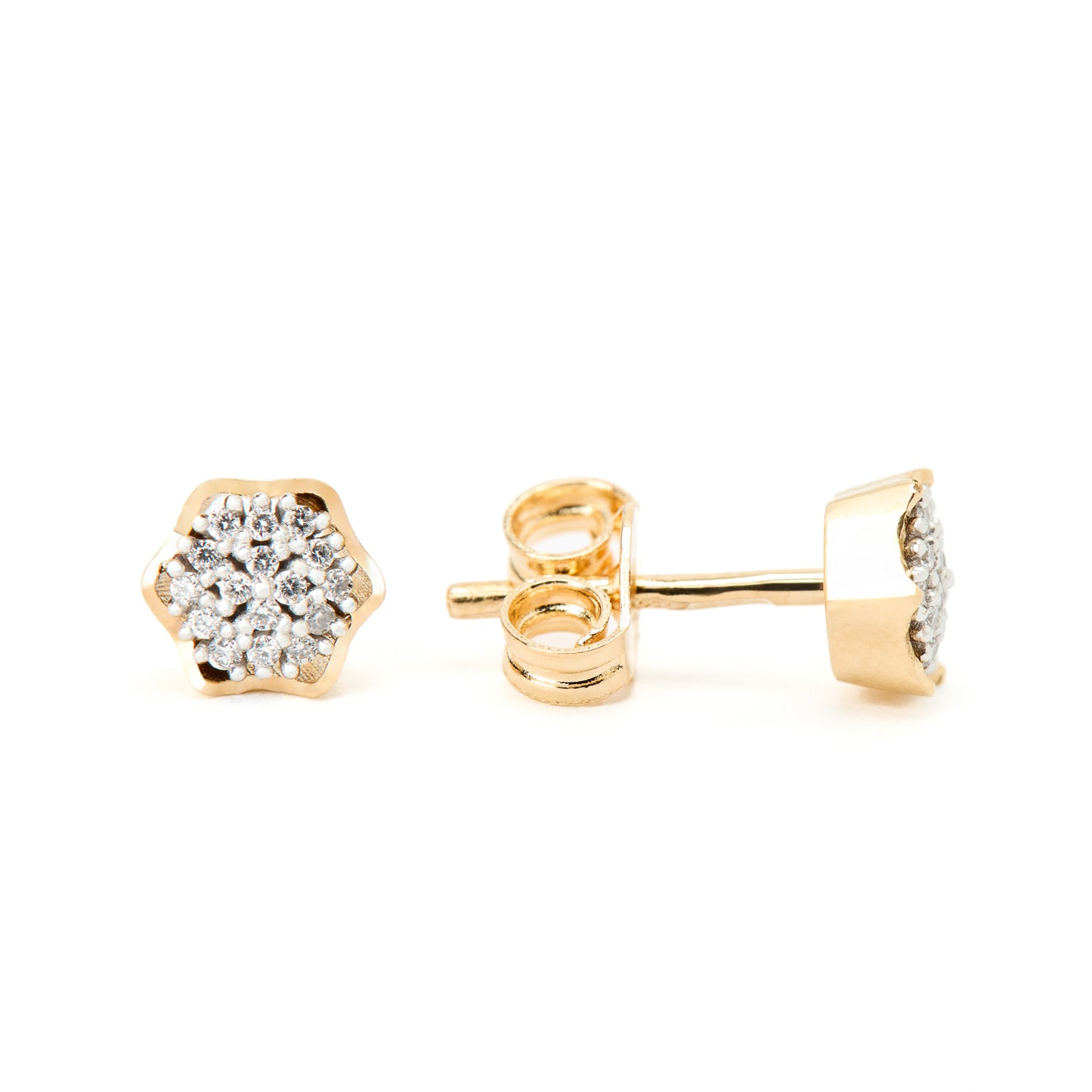 Cercei Gold Flower & Diamonds