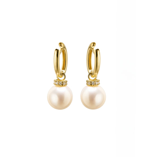 Cercei Yellow Gold, Diamonds & Pearls